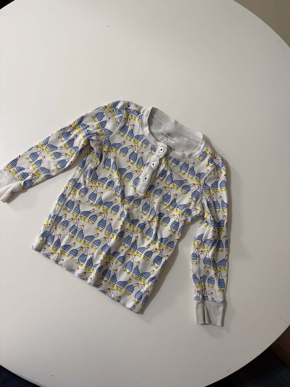 Roller Rabbit Kids Pima Cotton Long Sleeve Henley‎ Pajama Top Stripe Duck Print